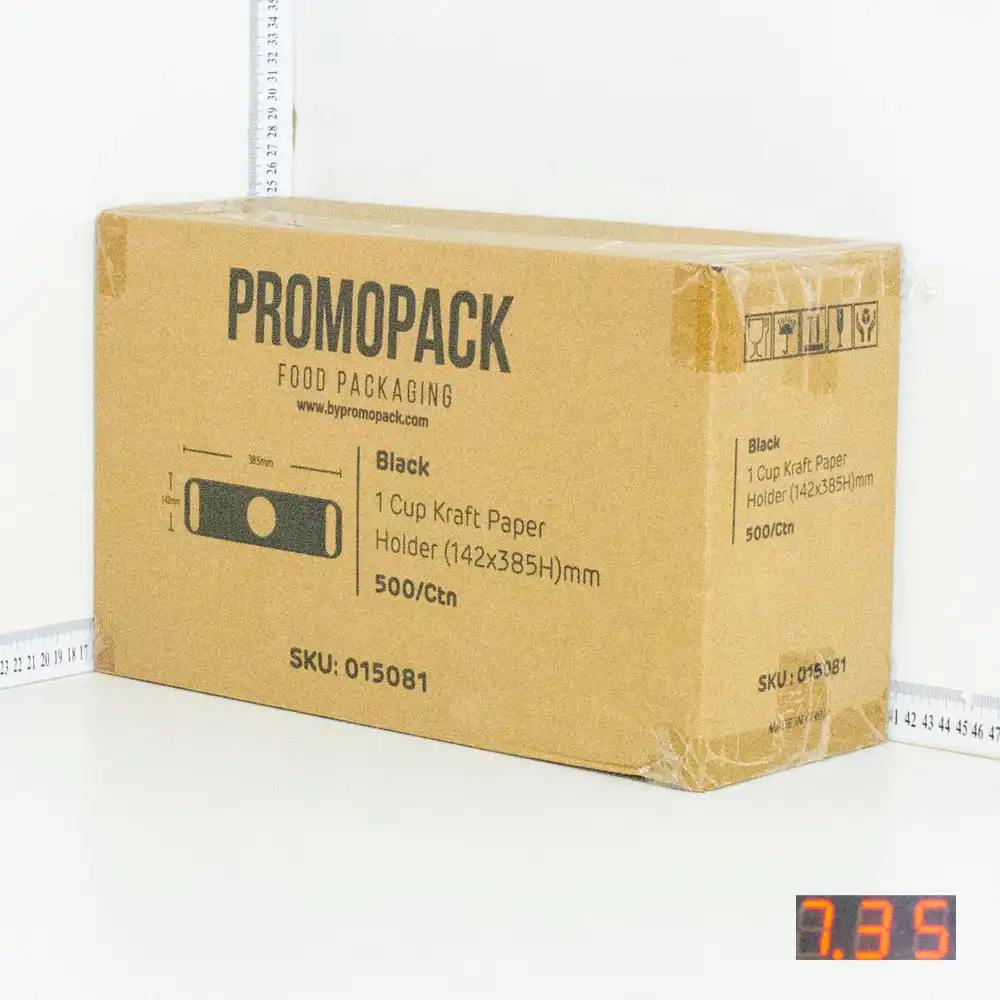 Black - 1 Cup Kraft Paper Holder 14×39cm 500/ctn