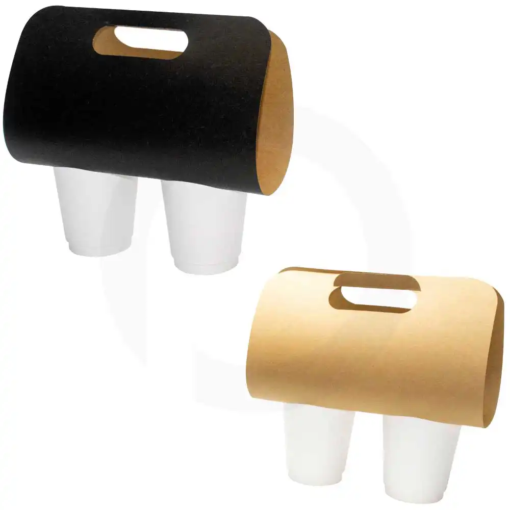Black - 2 Cup Kraft Paper Holder 24×39cm 500/ctn