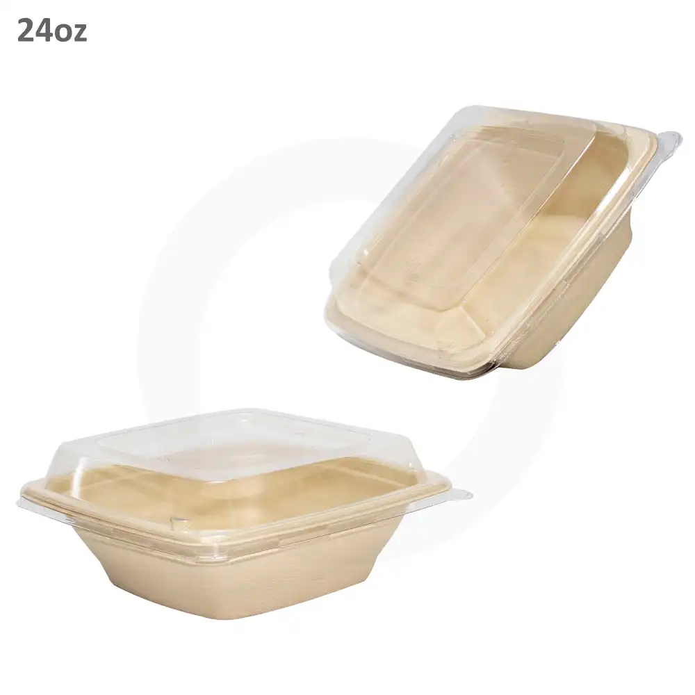 24oz Bagasse Sugarcane Square Food Bowl 300/ctn