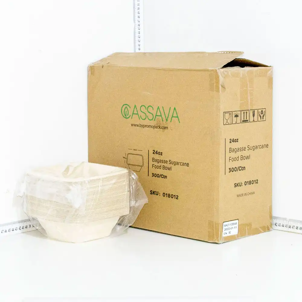 24oz Bagasse Sugarcane Square Food Bowl 300/ctn