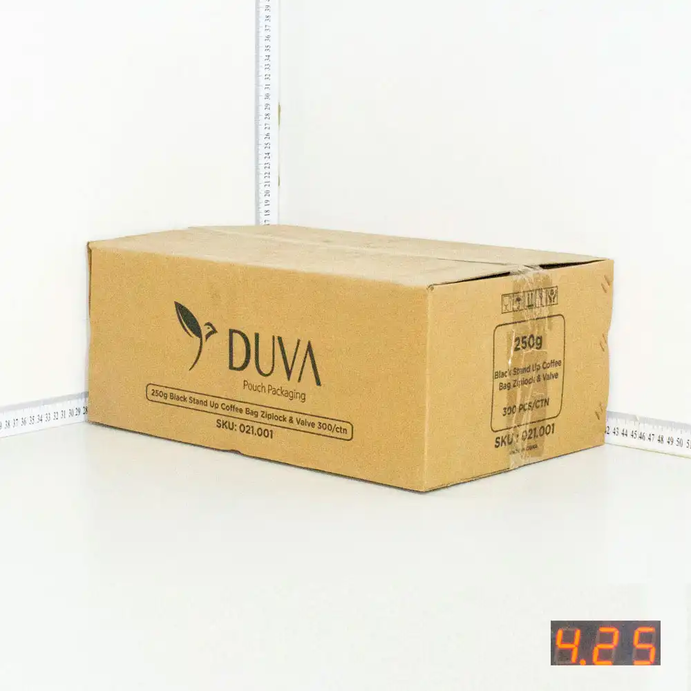 250g Black Stand Up Ziplock Valve Bag 300/ctn