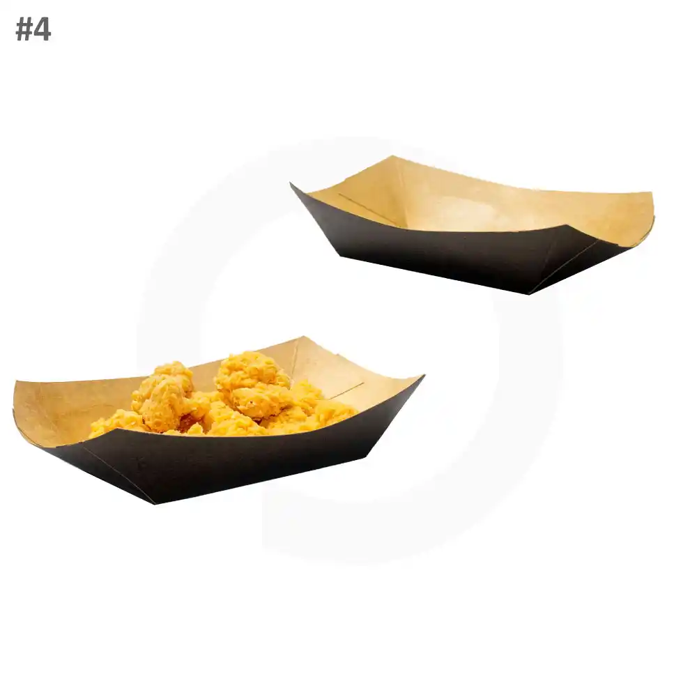Black - #4 Kraft Paper Food Tray 500/ctnn