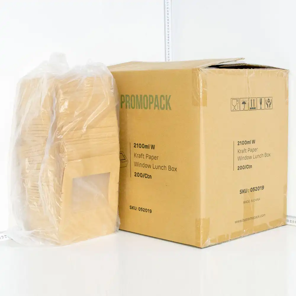 2100ml W Kraft Paper Window Lunch Box 200/ctn