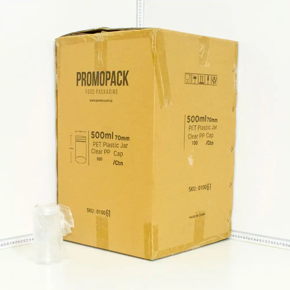500ml/70mm PET Plastic Jar Clear PP Cap 100/ctn