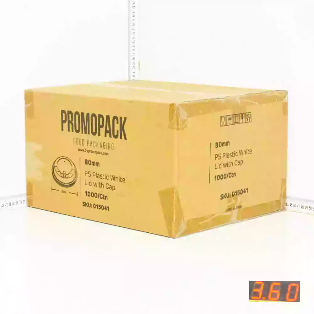 80mm PS Plastic White Lid with Cap 1000/ctn