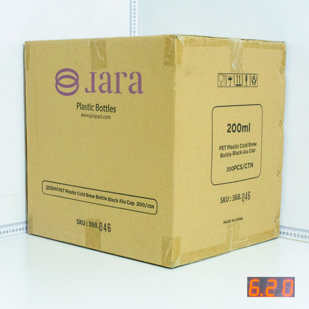 200ml PET Plastic Bottle with Black Alu Cap 200/ctn