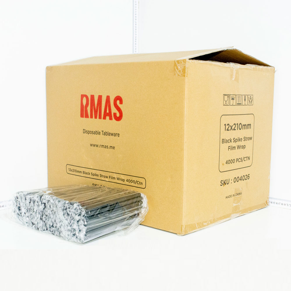 12*210mm Black Spike Straw Film Wrap 4000/Ctn