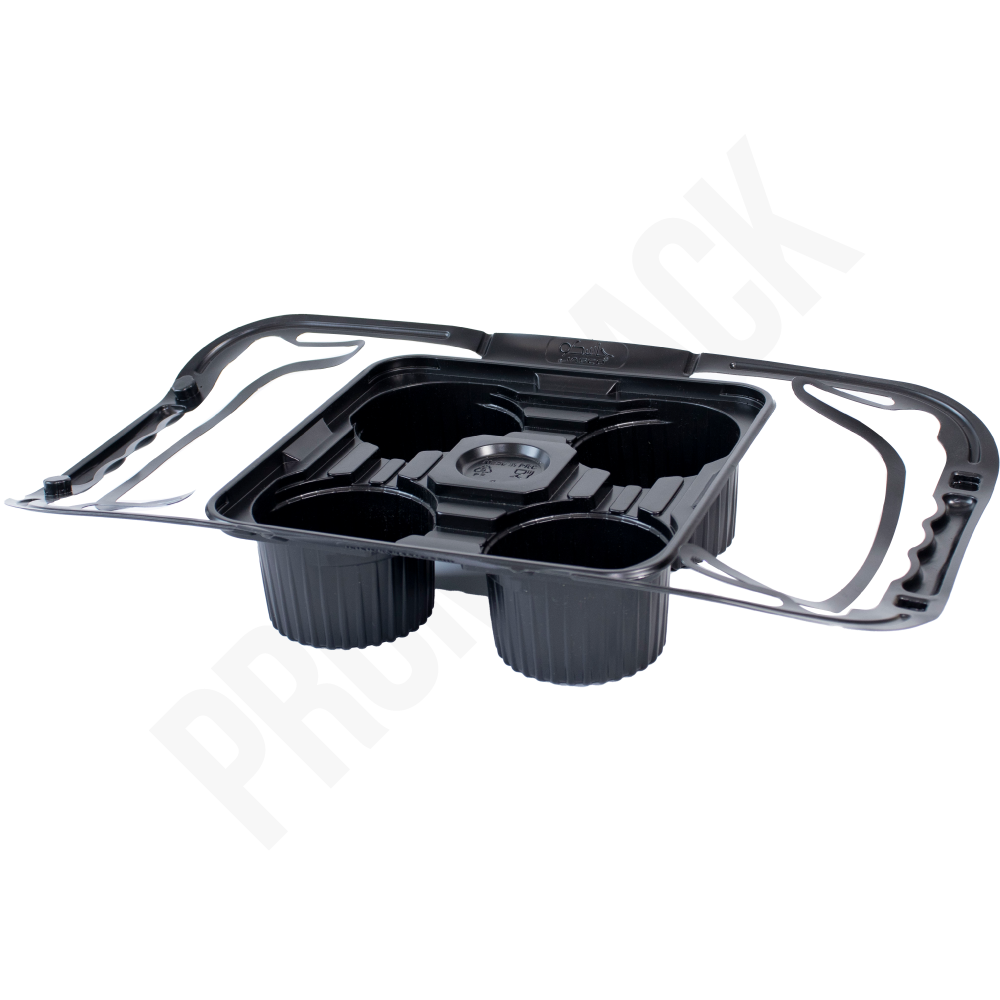 4Cups Black Plastic Carrier 200/ctn