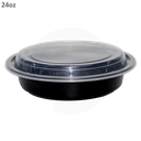 24oz PP Plastic Bowl Black With Clear Lid 150/ctn