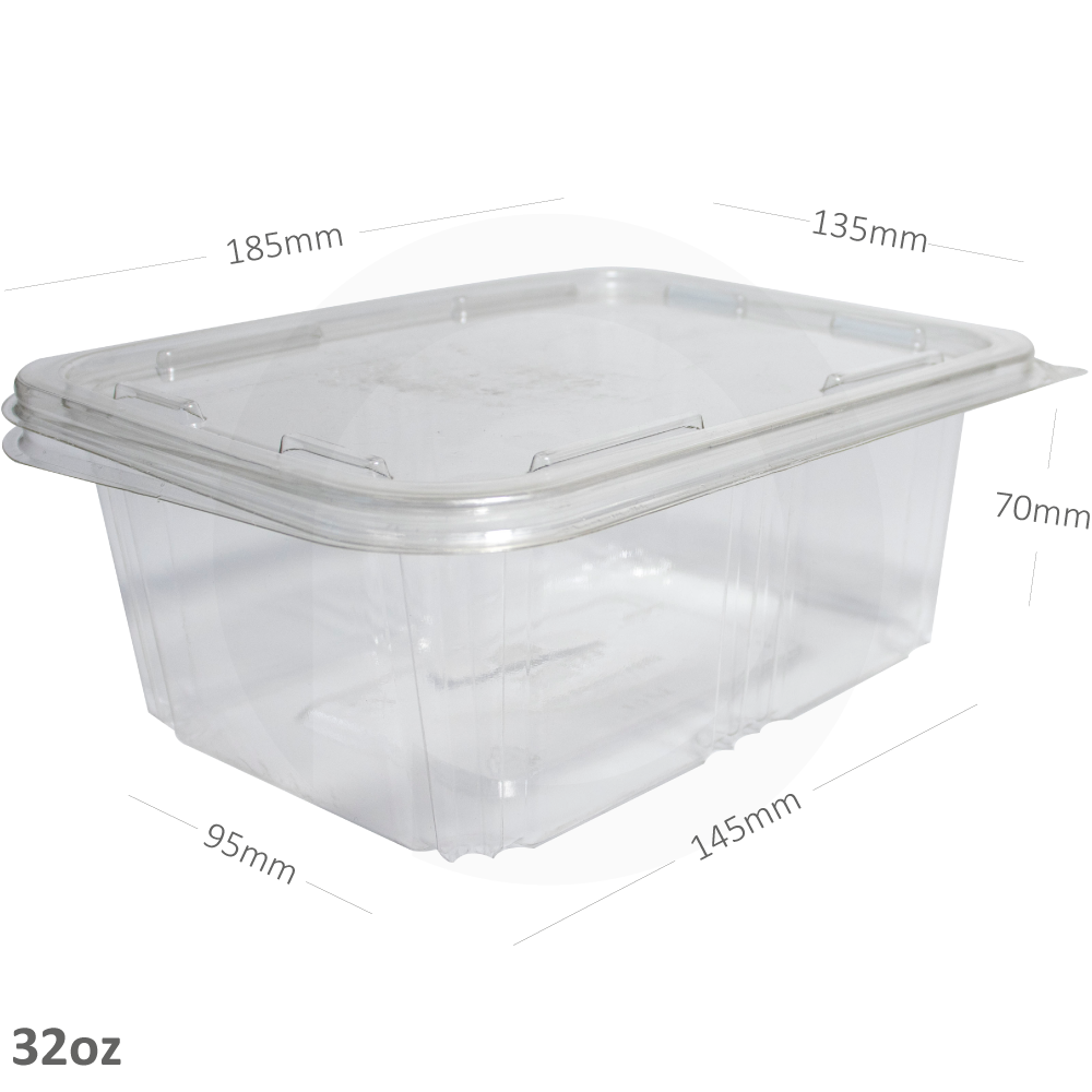 [444158] 32oz PET Plastic Box With  Clear Lid 200/ctn