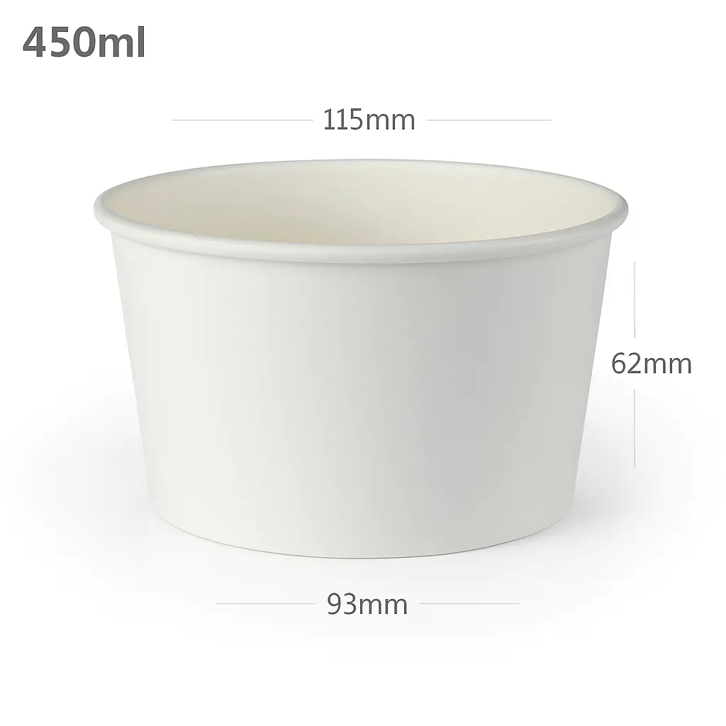 [076014] 450ml White Paper Soup Cup 500/ctn